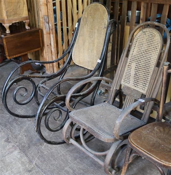 Bentwood rocking chair & another